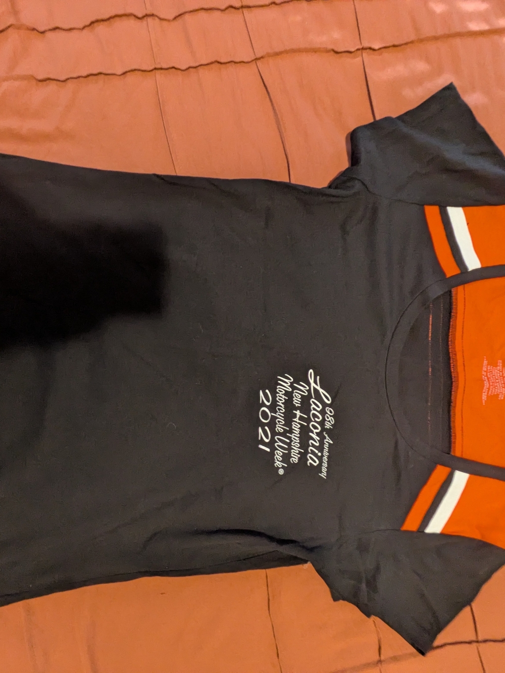 Harley-Davidson Black Tee with Orange & White Trim